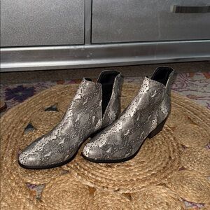 Elegant Snake Print Ankle Booties